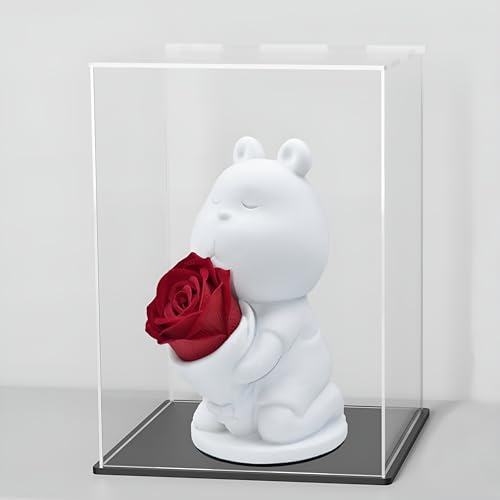 Image of RAPAL Acrylic Case for Display, (5X5X7) inches SELF Assemble Clear Acrylic Display Box with Black Base, Dustproof Display Case with Lid for Collectibles, Trophy and Toys