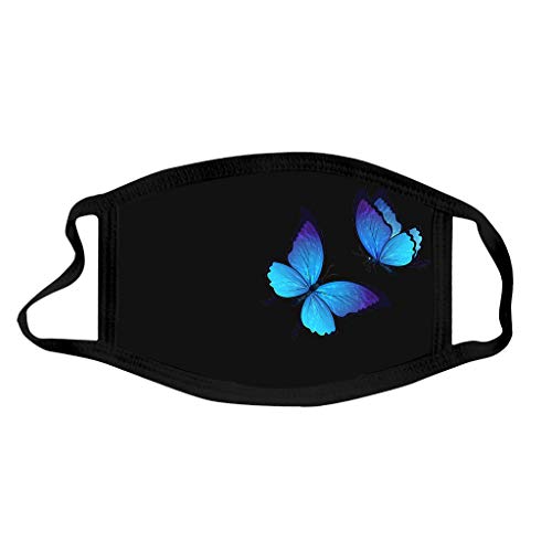 Preisvergleich Produktbild Mund Damenmaske, 5-teilig, bedruckt, Schmetterlingsmotiv, atmungsaktiv, staubdicht, wiederverwendbar, waschbar für Erwachsene Gr. Einheitsgröße, blau