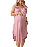 Kindred Bravely Labor and Delivery Gown, 3 in 1 Hospital Gowns for Women Labor Delivery, Ruffle Straps (Light Mauve, Medium/Large)