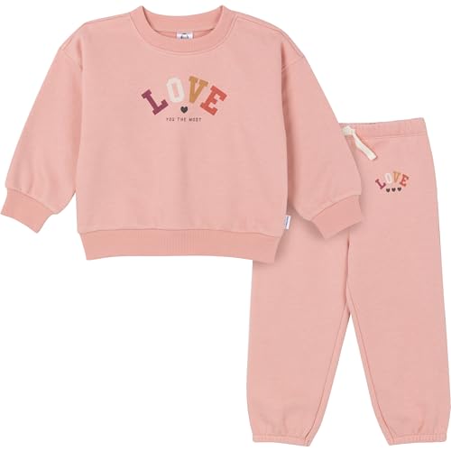 Image of Gerber Baby Girls' Toddler 2-piece Fleece Sweatshirt and Jogger Set