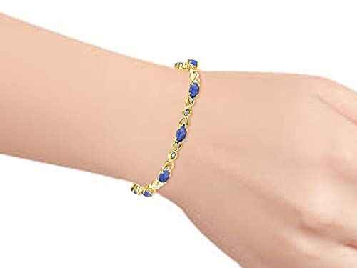 Image of Rylos Bracelets for Women Yellow Gold Plated Silver XOXO Hugs & Kisses Tennis Bracelet Gemstone & Diamonds Adjustable to Fit 7 inch-8 inch Wrist, 10 Gorgeous 6X4MM Jewelry for Women Friendship Bracelets
