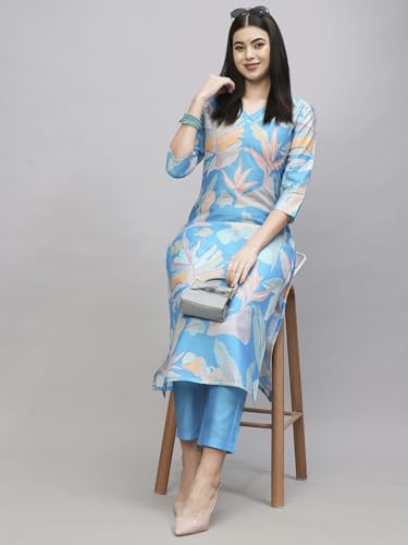 Image of ANNI Designer Women's Chanderi Straight Printed 2Pc Kurta Set