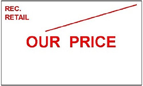 CT7 26mm x 16mm Price Gun Labels - Printed 'Our Price' -Peelable Adhesive - Red Text - 10 Rolls / 10,000 Labels