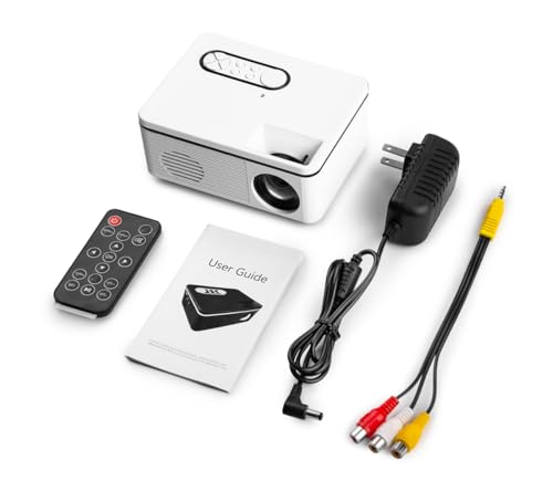 Mini proyector LED portátil de corto alcance – Proyector de cine en casa 1080P de alta definición para USB, PC, DVD, decodificador y compatibilidad con disco duro (blanco)