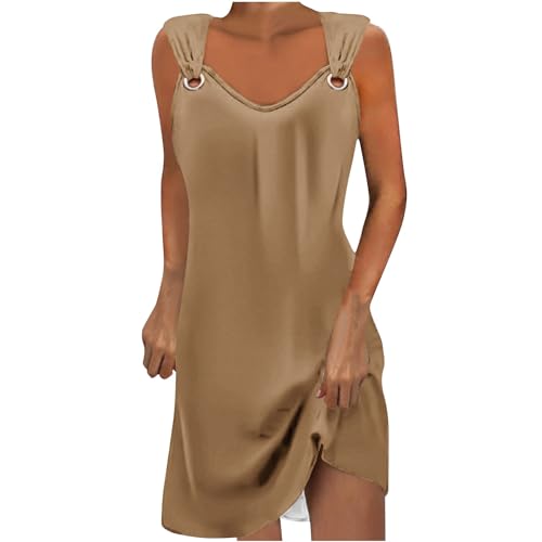 Sommerkleid Damen Leicht Lang Strandkleid Sommer Lässig Spaghetti Trägerkleid Swing Kleid Sommerkleider Festlich Kleider V-Ausschnitt Strandkleid...