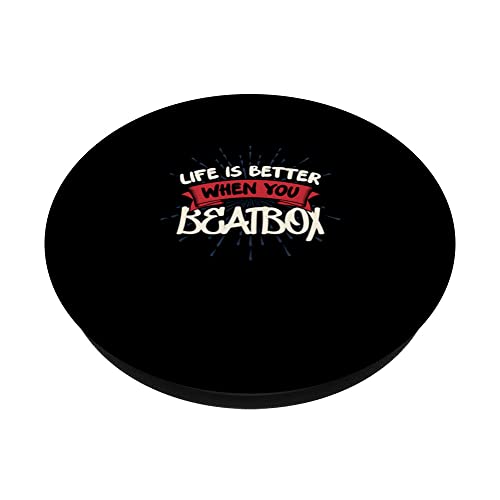 Life Is Better When You Beatbox Music Beatboxing PopSockets Swappable PopGrip, Black - Image 2