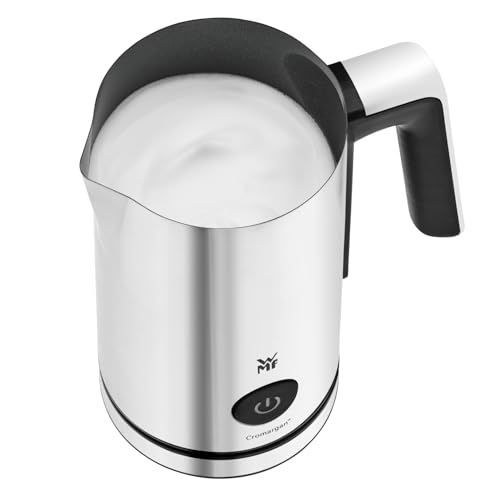 WMF Stelio Milchaufschäumer elektrisch, 500 Watt, 150-250 ml, Antihaftbeschichtung, kabellos, für Milchschaum heiss und kalt, heiße Schokolade, cromargan matt/silber