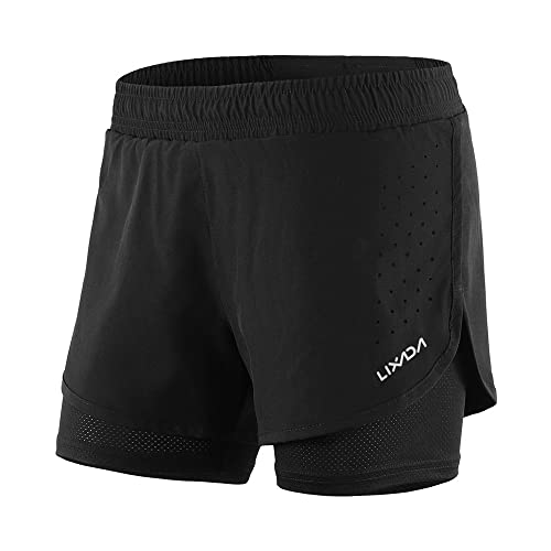 Women's Running Shorts 2-in-1 Double Layer Elastic Waistband Workout Fitness Active Yoga Jogging Athletic