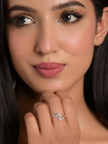 Image of Clara 925 Sterling Silver Minimal Adjustable Ring for Women Platinum Plated | Daily Wear | Gift for Women and Girls