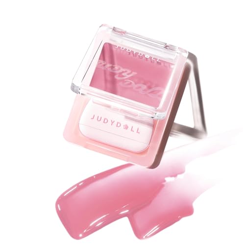 JUDYDOLL Glow Blush Balm 85% Essence-Infused Hydrating Buildable&Non-Patchy Cheek Color with Puff Dewy Finish Lightweight Blush for Cheeks Cool Toned Blush (02 Spring Blossom)
