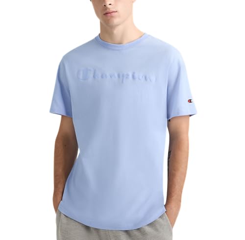 Image of Champion Men's Graphic Short Sleeve T-Shirt, Standard Fit, Tonal Script Logo, Midweight 100% Cotton