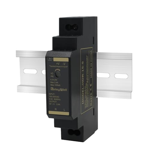 Alimentatore di rete HDR 5 V, 15 W, 2,4 A, trasformatore da 230 V a 5 V, 5 volt; ReleyWell,HDR-15-5