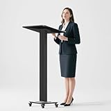 cernzard Acrylic Podiums Stand with Heavy-Duty Iron Bottom, Mobile Pulpits for Churches, Lectern for Conferences, Speeches, Classroom, Office, Wedding Event