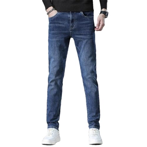 Winter Men Fleece Jeans Business Casual Stretch Fitted Straight Denim Student Trousers Male Classic Thick Warm Pants - Main Image