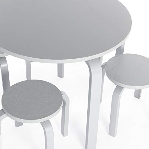 Guidecraft Nordic Table And Chairs Set For Toddlers: Gray - Stacking Bentwood Stools With Curved Wood Activity Play Table - Toddler's Modern Kitchen, Playroom And Classroom Furniture #TOP4