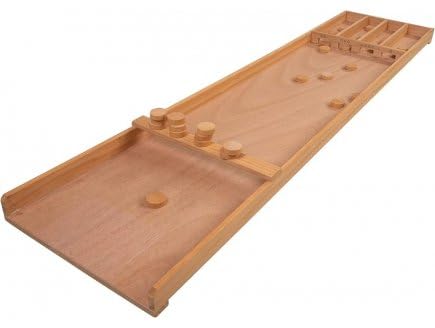 cavernedesjouets Billard hollandais en Bois 120 cm + 20 palets - Shuffleboard - Kermesse, Famille, Enfant - Jeu d'adresse geant - Set Jouet et Carte