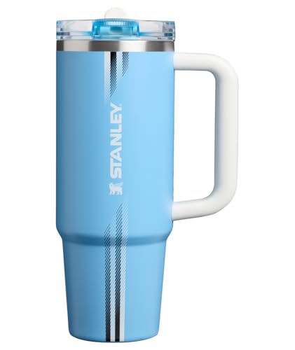 Image of STANLEY Quencher ProTour Flip Straw Tumbler with Leakproof Lid, 30 oz | Built-in Straw and Handle | Cup Holder Compatible for Travel | insulated Stainless Steel Cup | BPA-Free | Team Light Blue White