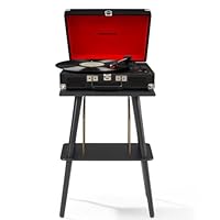 Crosley Cruiser Bluetooth Portable Turntable and Crosley Entertainment Stand Bundle, Black