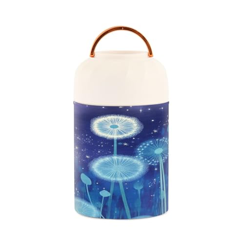 Tarro aislado de acero inoxidable con cuchara plegable y un elegante acabado de diente de león 3