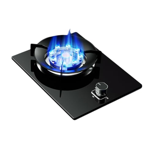 プロパンストーブ 1バーナー 5.2KW 9キャビティガスコンロ 自動点火 レギュレーターとホース付属 キャンプや緊急調理に(Black,LPG)