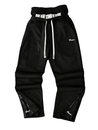 GORGLITTER Men's Baggy Sweatpants Graphic Double Waisted Drawstring Track Pants with Pockets