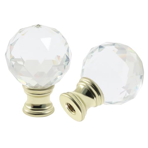 Moicstiy 2 Pack Crystal Lamp Finials, Gold Base
