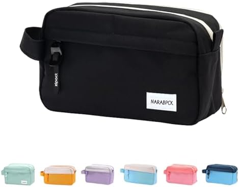 Large Capacity Pencil Case with 3 Compartments, Portable Big Pencil Pouch with Durable Zipper, Extra Big Pencil Bag for Easy Carrying, Black, modern - View 3