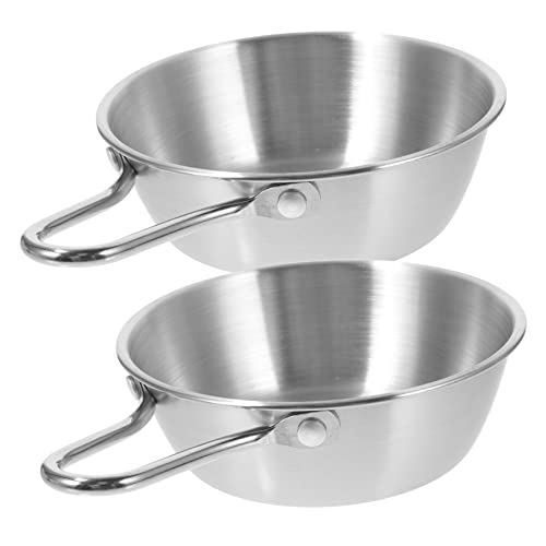 KICHOUSE 2pcs Stainless Steel Camping Bowl Lids Leakproof Serving Bowls for Outdoor Picnic Bbq Hiking