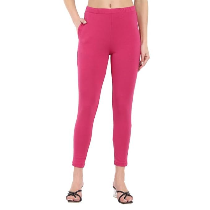Women's Regular Cotton Pockets Leggings – Solid Colored, Slash/2 Side Pocket, Regular Length, Sking Loving and Comfortable. Pack of 1-image-34