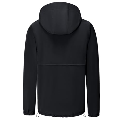 Garemcy Men's Insulated Softshell Jacket Water Resistant Lightweight Fleece Lined Windbreaker with Hood2