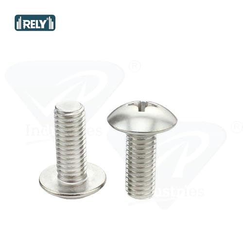 Image of Rely⇒VP INDUSTRIES (Pcs-25) M6x16 mm Truss Phillips Head Screw Mild Steel in NIckel Finish | Truss Head Screws,Fully Thread,Machine Thread
