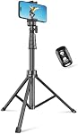 Sensyne 62" Trépied téléphonique & Selfie Stick, Support de trépied de téléphone cellulaire extensible avec télécommande sans fil et support de téléphone, Compatible avec iPhone Téléphone Android, Caméra (Noir)
