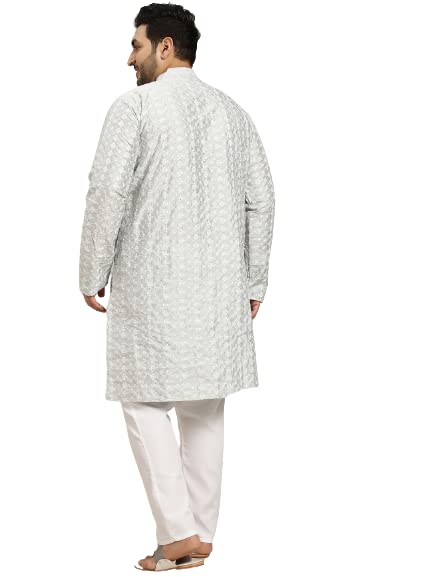 Image of SOJANYA (Since 1958, Men's Silk Blend Grey Kurta Pyjama & Silk Blend Jacket Combo