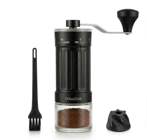OrkeyDolk Moulin à café manuel extérieur réglable avec mécanisme conique de haute précision en céramique, réglage à 40 niveaux, adapté pour aeropress, Pour...