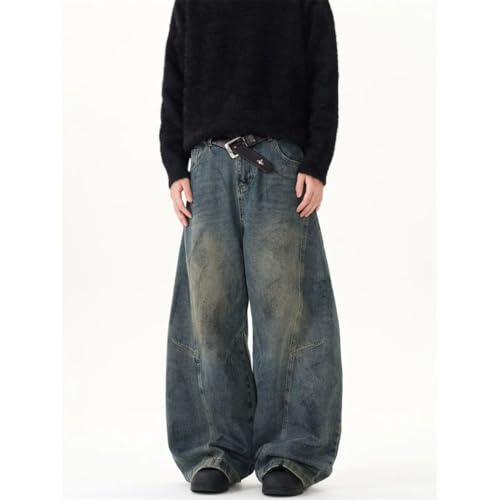 Men's Vintage Washed Loose Fit Jeans, Casual Denim, Streetwear, Straight Trousers, Summer Bottoms4