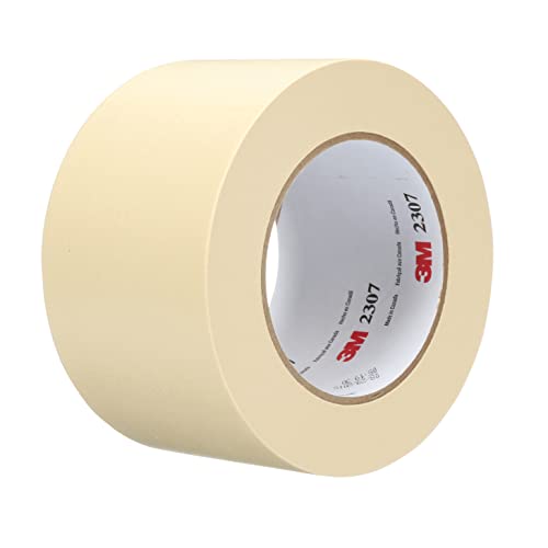 Image of 3M Masking Tape 2307, Tan Color, General Purpose, Rubber Adhesive, Crepe-Paper Backing, 72 mm x 55 m, 5.2 mil, 12 /Case