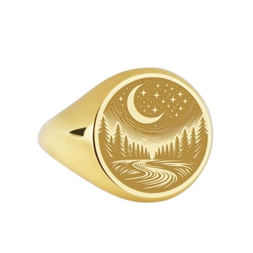 Bague Moonlight en argent sterling 925 plaquée or avec anneau large US