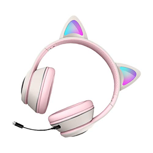 Lurrose Gato Ouvido Fone de Ouvido Fone de Ouvido Com Fio PC Laptop Fone De Ouvido Fone De Ouvido Da