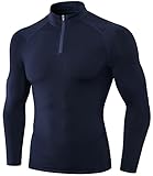 [Slim Fit Design]: fermeture à glissière 1 / 4 et col montant, non seulement il est plus facile à enfiler et à enlever, mais il met également l'accent sur la forme musculaire Pour un look cool.