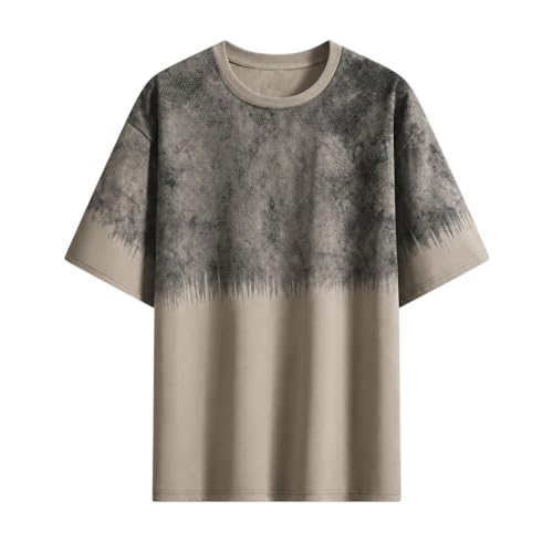 T-shirt col rond homme style Hong Kong ample et décontracté en coton doux