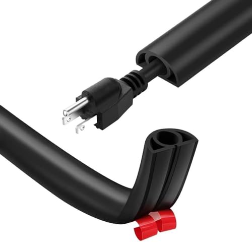 Wlinfetity 1/3/5M D20 PVC Flessibile Autoadesivo Canalina Passacavi 3 Canali per cavi di alimentazione e TV Cavi per Casa, Ufficio e Palestra