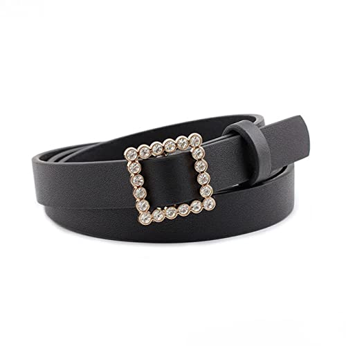 BENGBENG Belt Women s Fashion Solid Color Belt Alloy Square Smooth Buckle Inlaid Rhinestone Decoration Sweet Style Belt