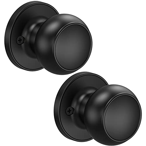Ticonn 2 Pack Matte Black Door Knobs, Colonial Style Door Knob For Entrance, Bedroom, Bathroom And Closet (Dummy - Screws Outside, 2 Pack) #TOP3