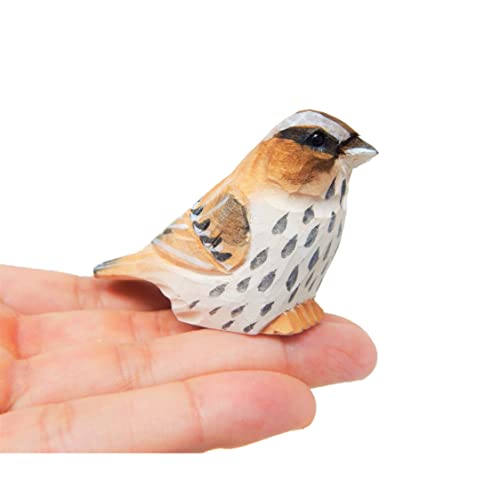 Figura de Gorrión Tallada a Mano en Madera miniatura 1
