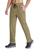 MAGCOMSEN Men Running Pants Fishing Walking Pants Stretch Exercise Pants for Men Open Bottom Khaki 36