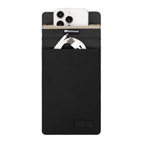 Silent Pocket SLNT Faraday Phone Sleeve - Signal Blocking Pouch for Phones (Black Nylon Medium Plus)