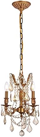 Elegant Lighting 9203D13FG-GT/RC Royal Cut Smoky Golden Teak Crystal Rosalia 3-Light, Single-Tier Crystal Chandelier, 13" x 18", French Gold Finish