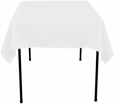 LOVWY olyester Hemmed Square 70 x 70 Inch Tablecloth for Wedding Home Party Tea Party Birthday Graduation Engagement (Square 70x70 Inch, White)