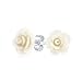 Bling Jewelry White Resin Rose Stud earrings Brass, 925 Sterling Silver Plating, 10mm