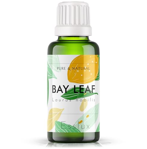 Image of Esslux Bay Leaf Essential Oil for Dry Hair & Scalp - Perfect for Aromatherapy, Hair Growth & Sleep - Pure, Therapeutic Grade Bay Leaf Oil - Diffuse or use on Skin or Hair - 30 ML